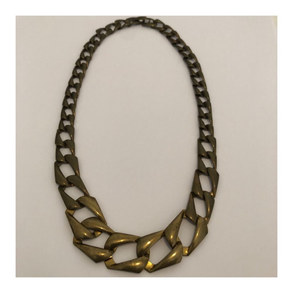 Women’s necklace big metal links gold oxid plating